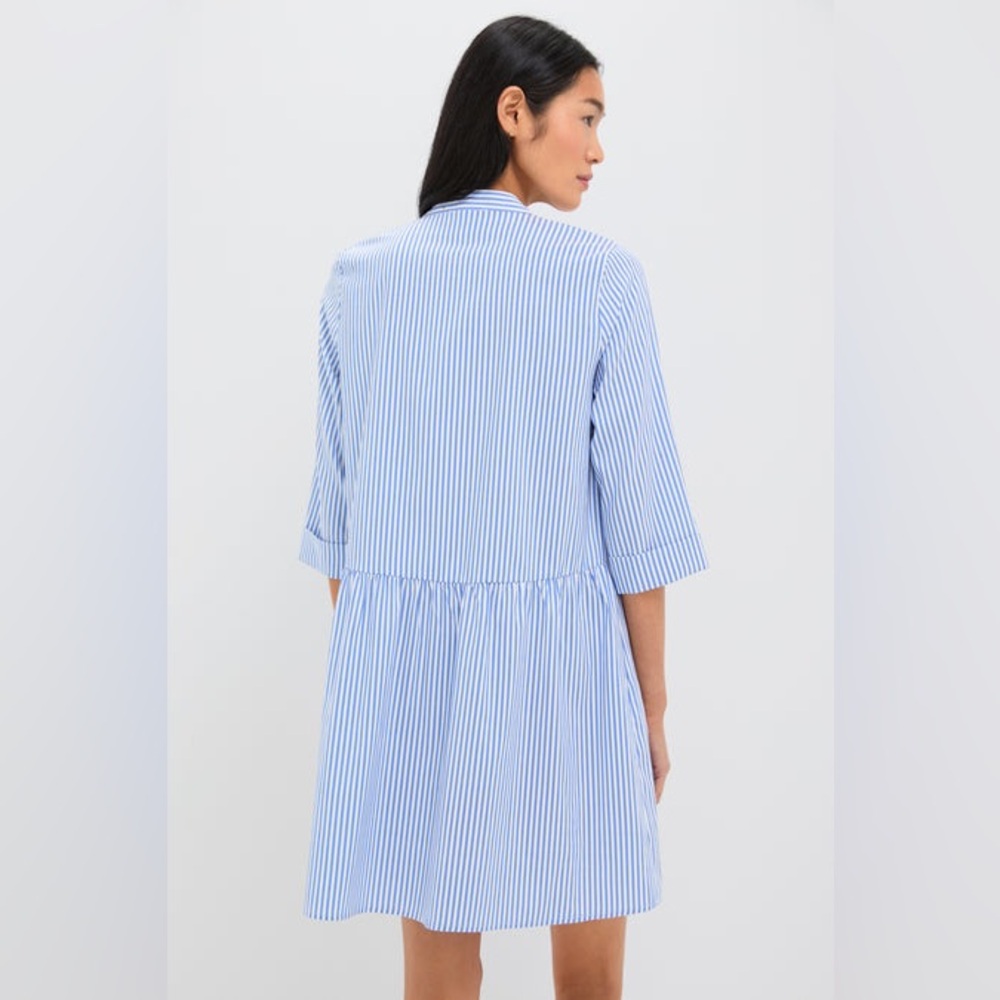 TUCKERNUCK Blue Stripe Royal Shirt Dress | Size L - Picture 3 of 4